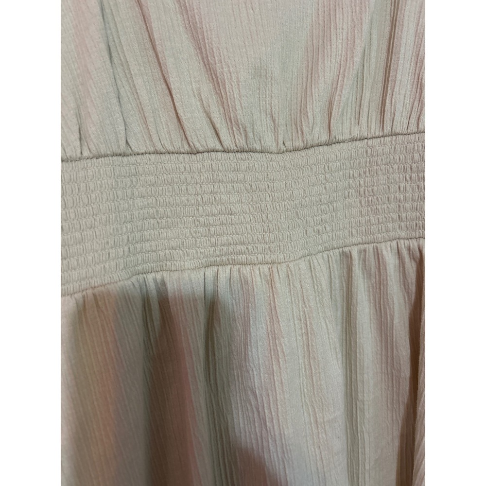 Old Navy Cotton Mini Dress Medium NWT Smocked Waist Flutter Sleeve‎ Beige - Picture 4 of 8